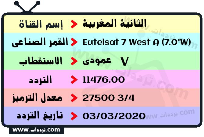 تردد قناة الثانية المغربية على القمر يوتلسات 7 غربا 2024